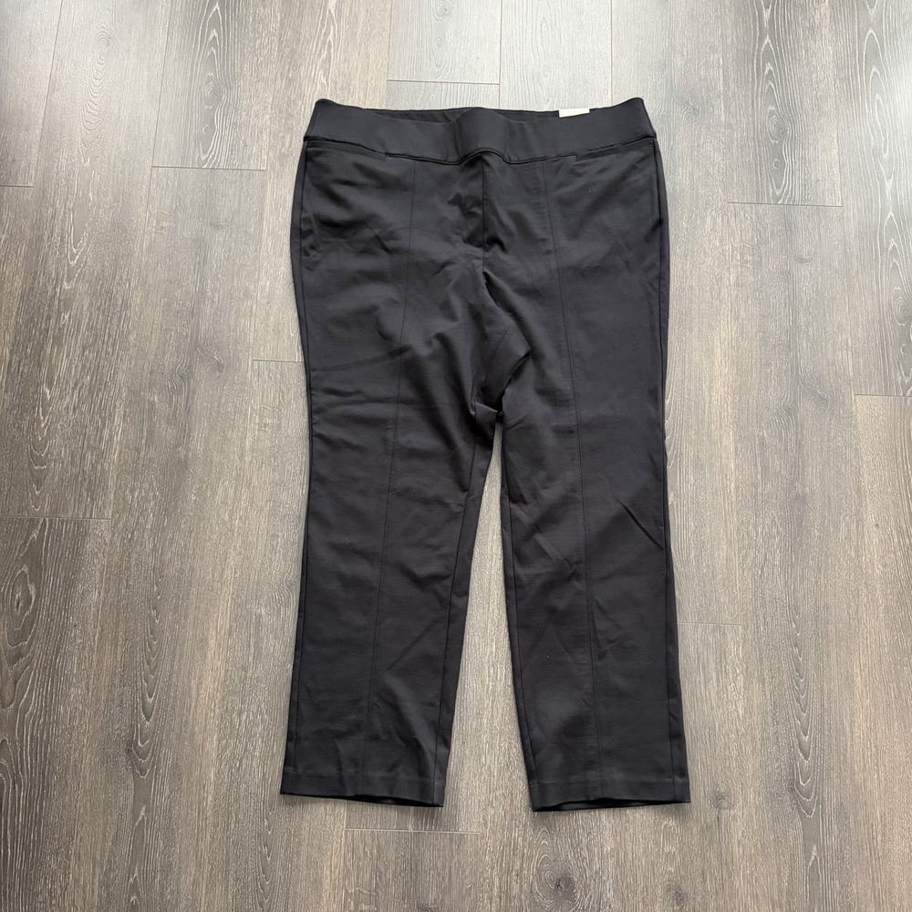Lane Bryant NWT Black Ponte Straight Leg Mid Rise Pull On Pants Womens Size 26
